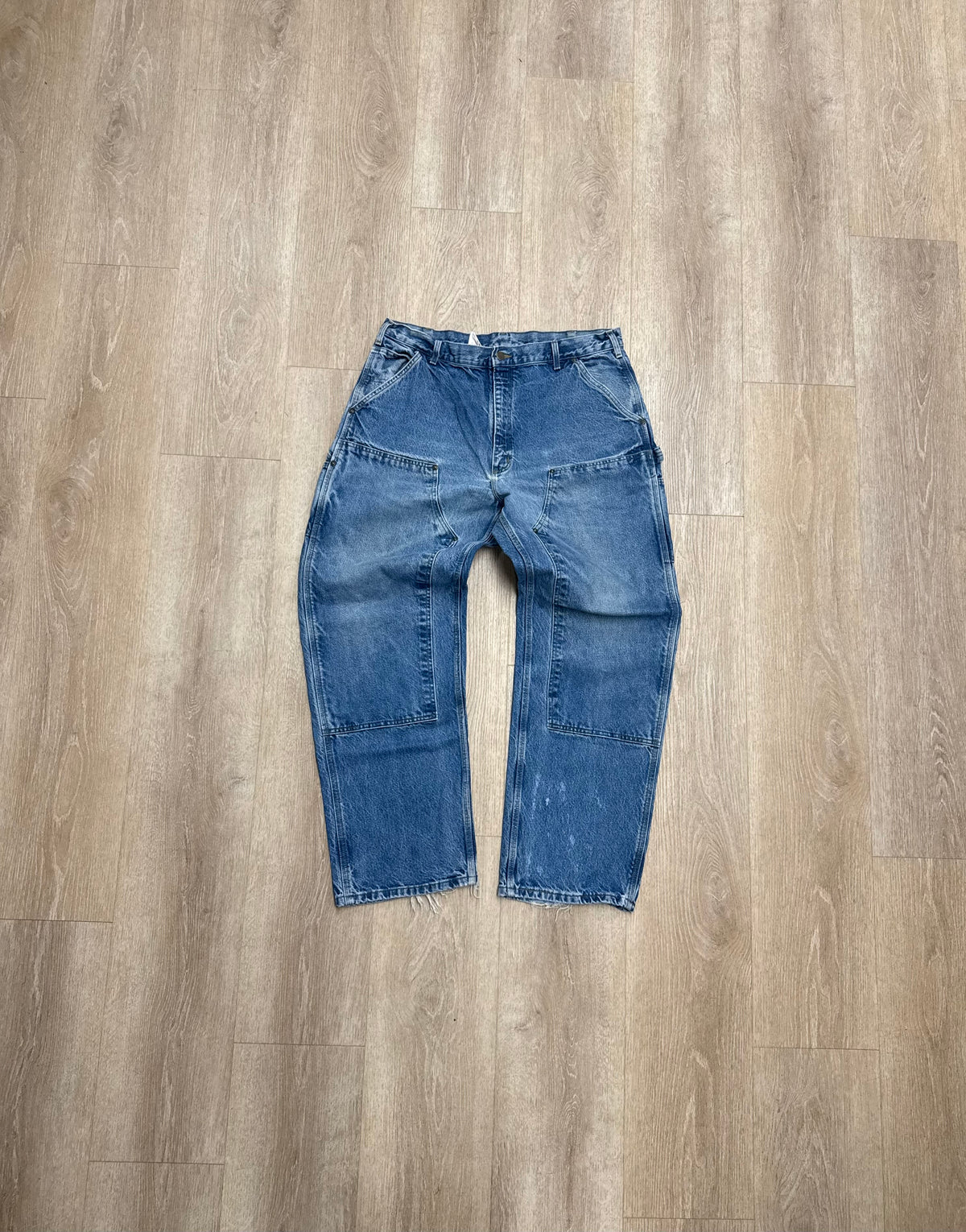 Faded Denim Carhartt Double Knee Pants - 37 x 31.5
