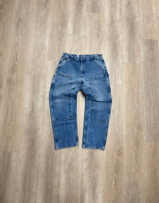 Faded Denim Carhartt Double Knee Pants - 37 x 31.5