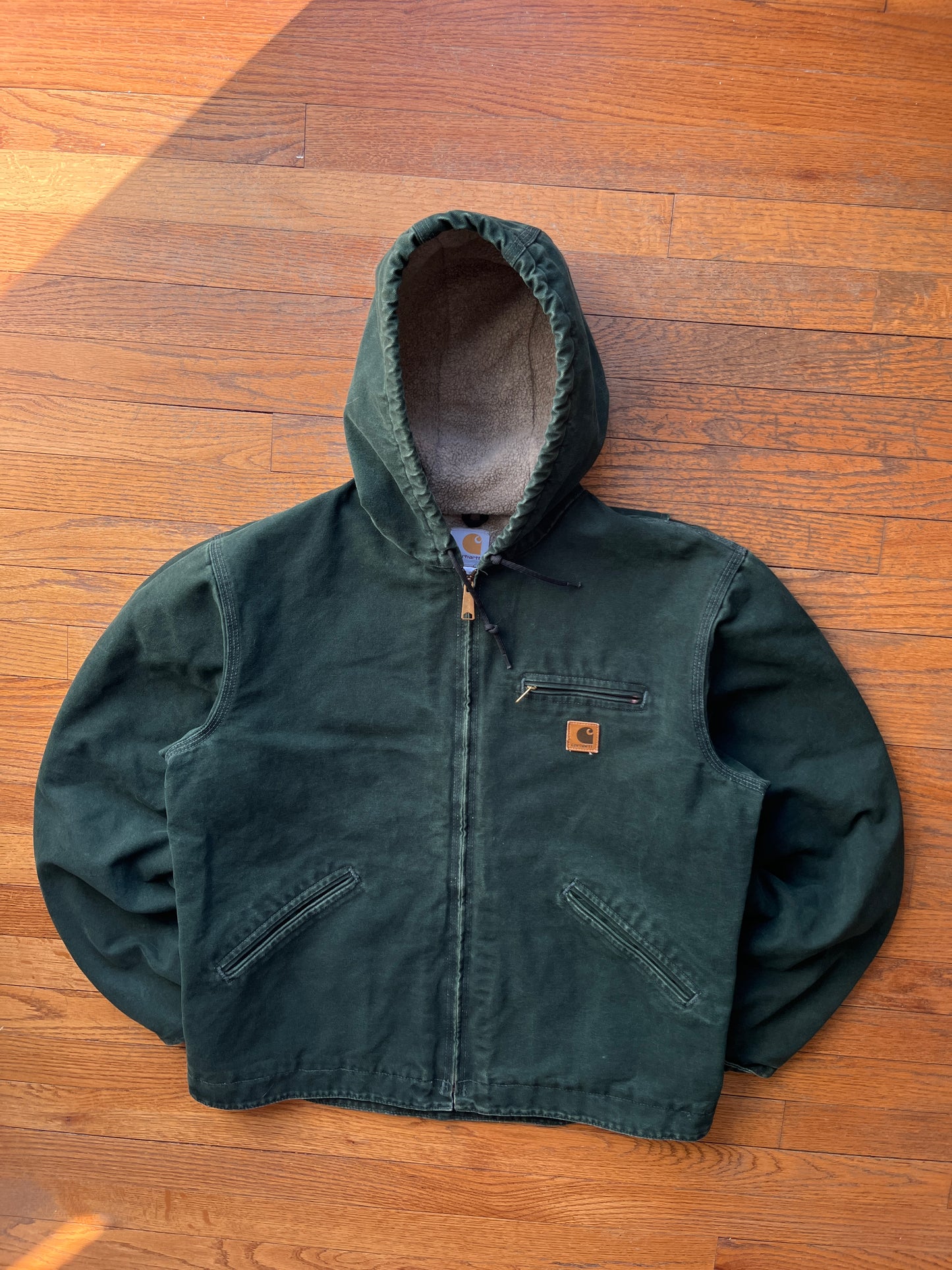 Faded Spruce Green Carhartt Sherpa Lined Jacket - Large