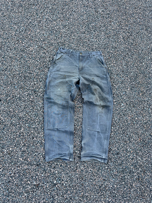 Faded Cement Grey Carhartt Double Knee Pants - 32 x 31