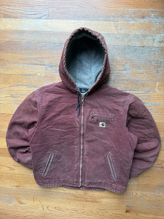 Faded Clay Red Sherpa Lined Carhartt Jacket - Large
