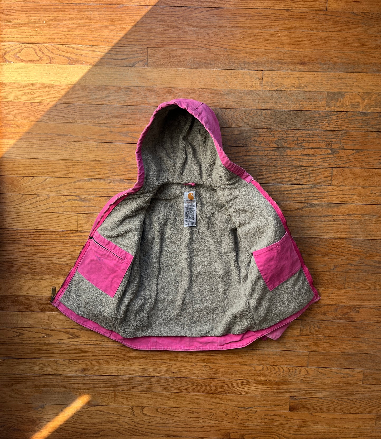 Faded Pink Carhartt Sherpa Lined Jacket - XS