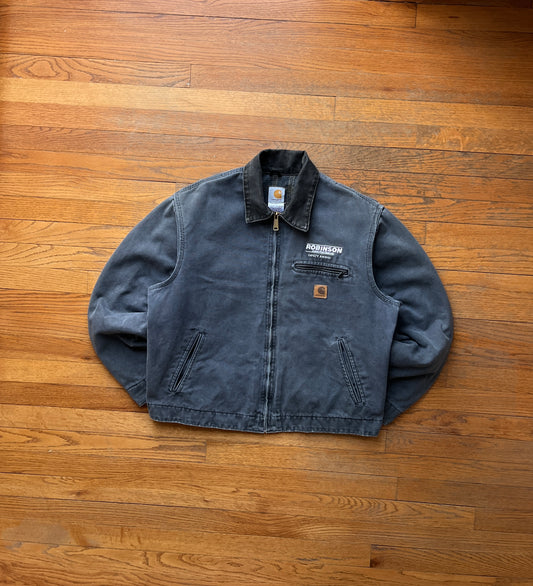 Faded Petrol Blue Carhartt Detroit Jacket - Boxy M-L