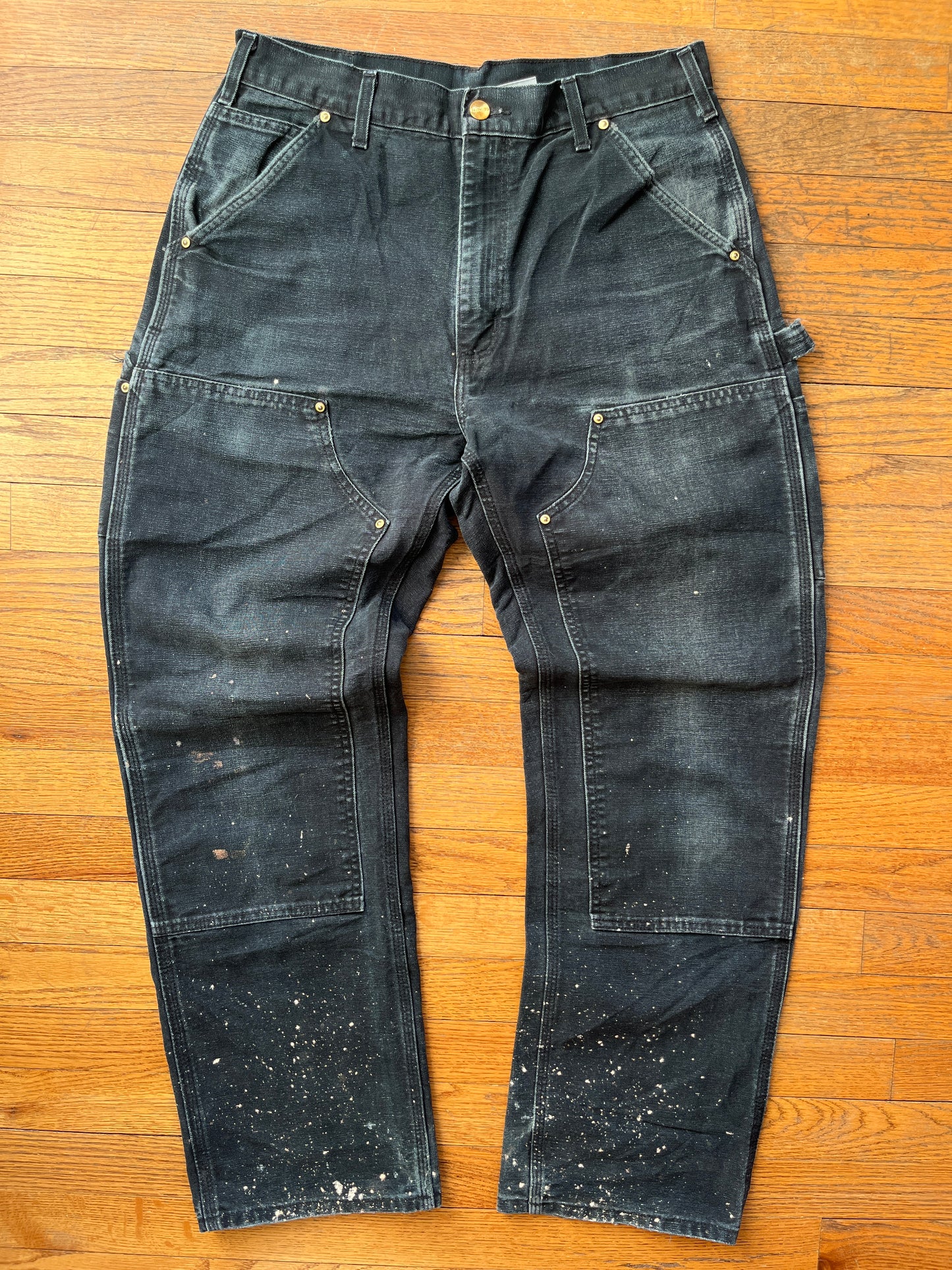 Faded Black Carhartt Double Knee Pants - 31 x 30