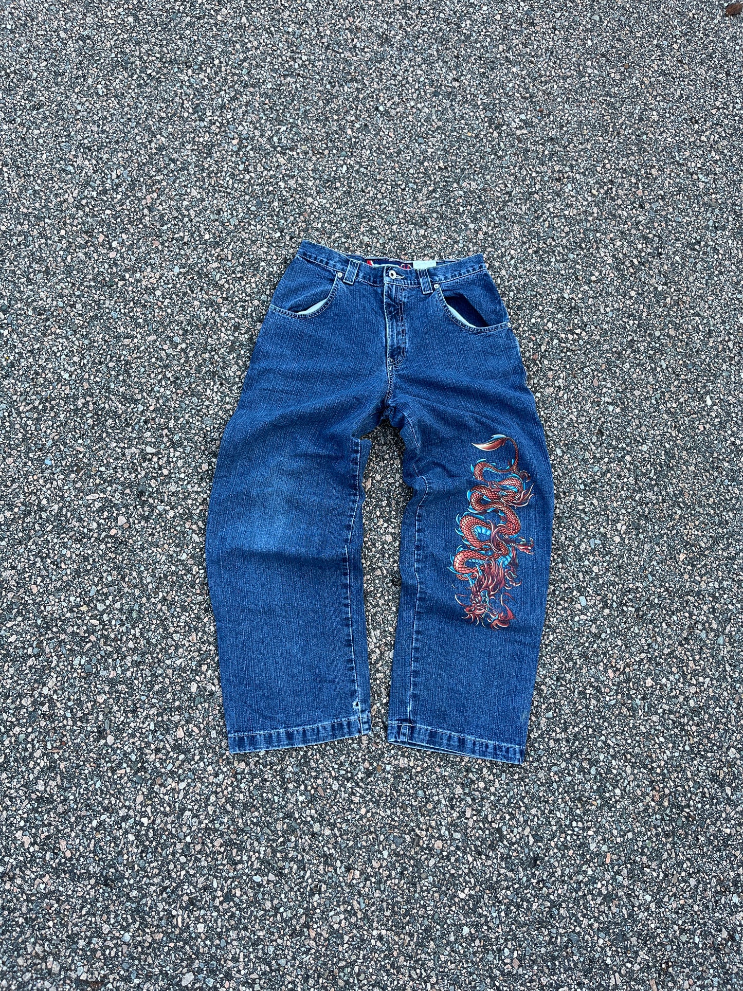 Faded Denim JNCO Dragon Pants - 29 x 29