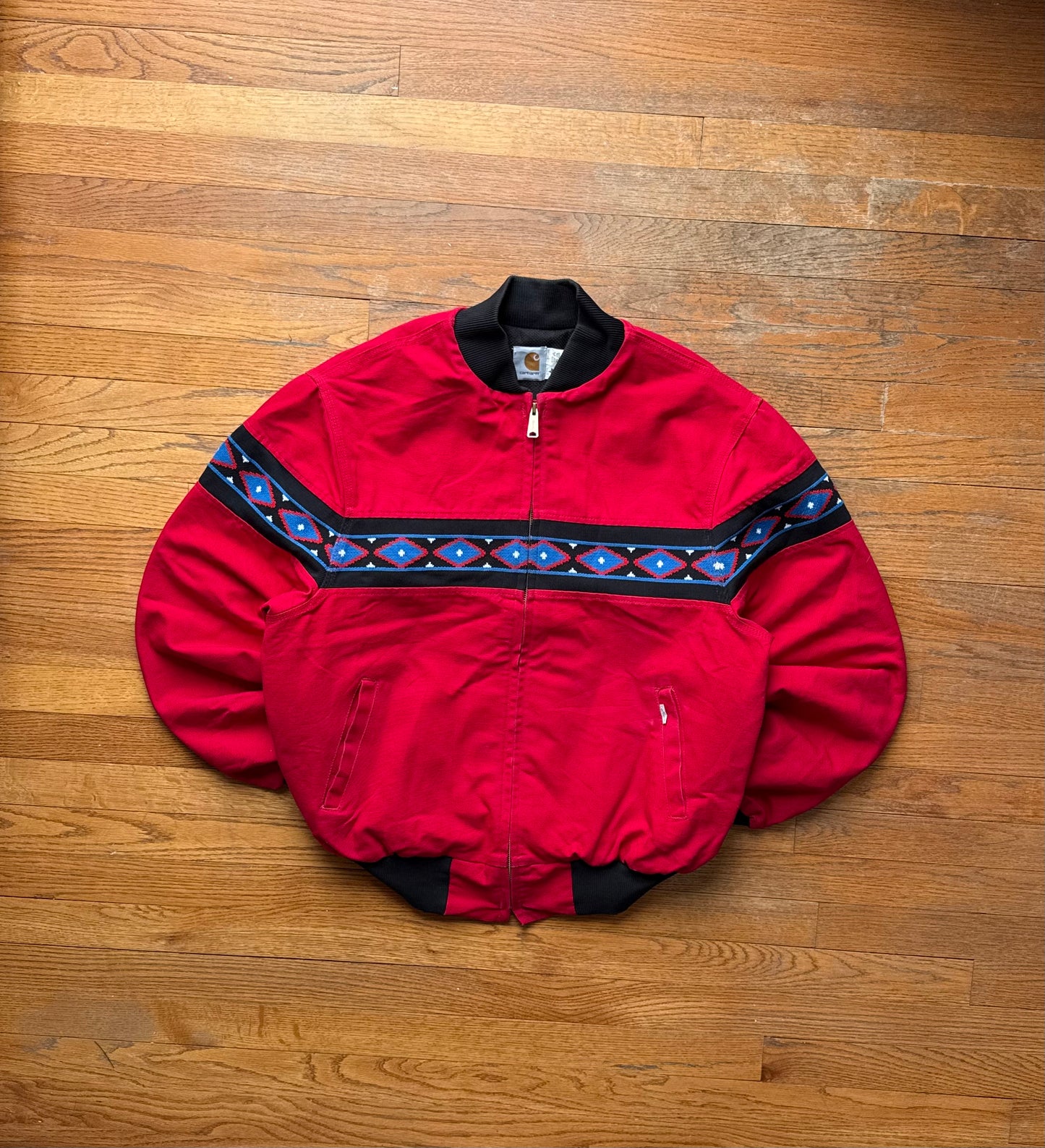 Faded Strawberry Red Southwest Aztec Carhartt Santa Fe Jacket - Large