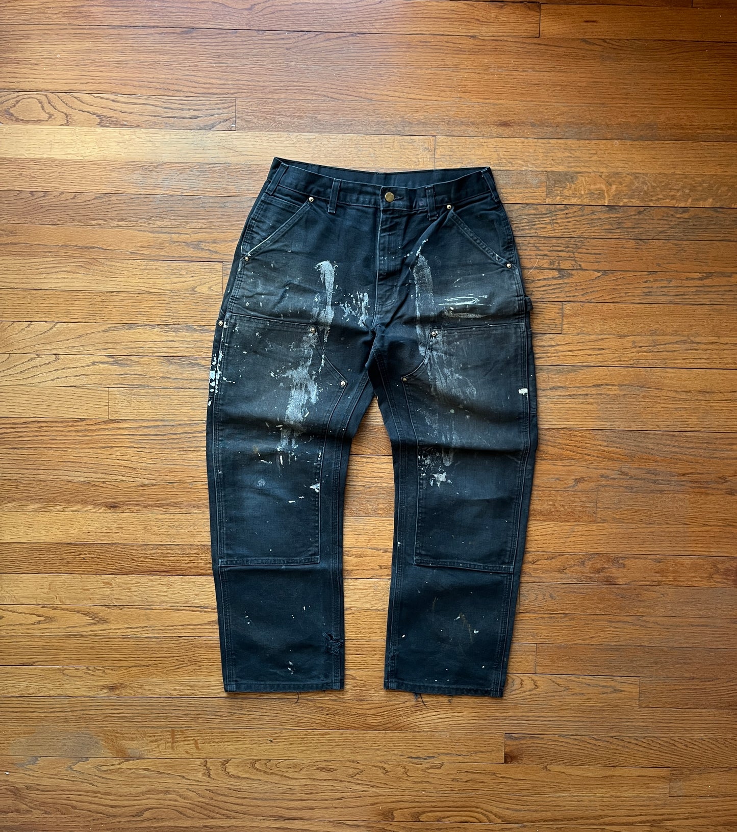 Faded n Painted Black Carhartt Double Knee Pants - 30 x 28