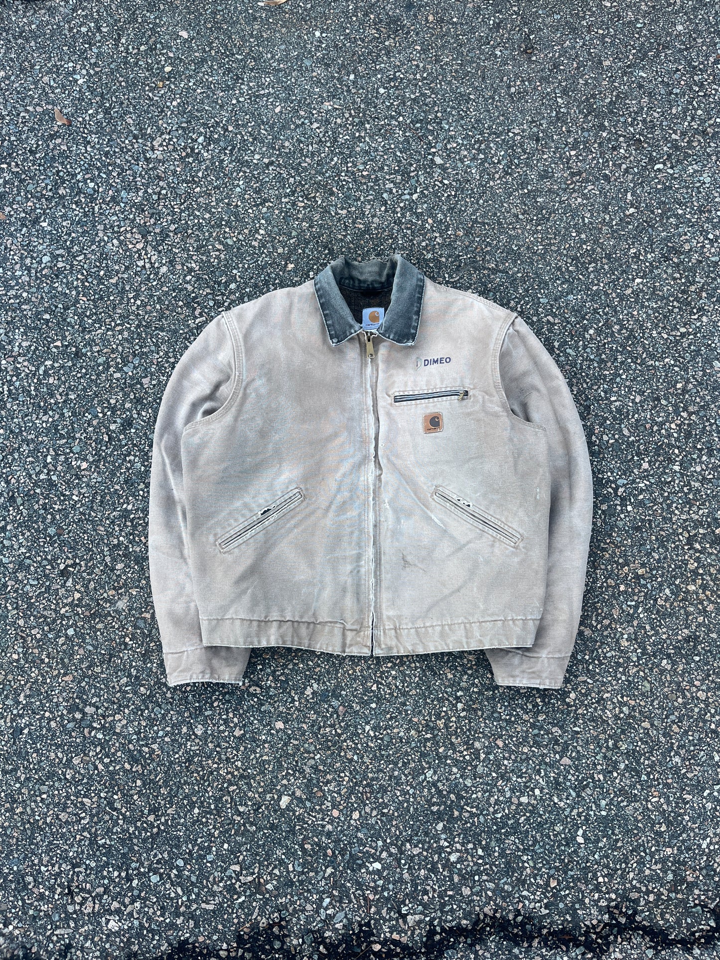 Faded n Distressed Taupe Brown Carhartt Detroit Jacket - Medium