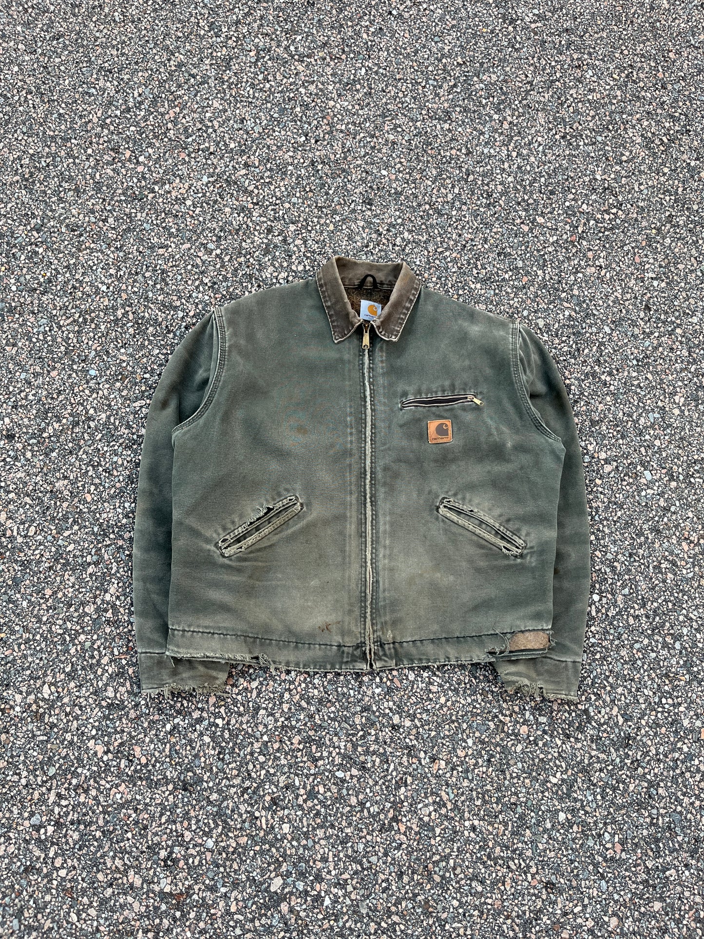 Faded Olive Green Carhartt Detroit Jacket - Boxy Large