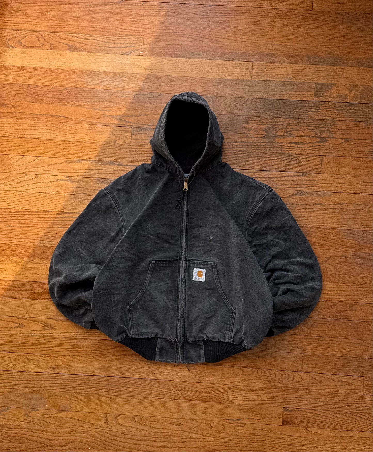 Faded n Distressed Black Carhartt Active Jacket - Boxy Medium