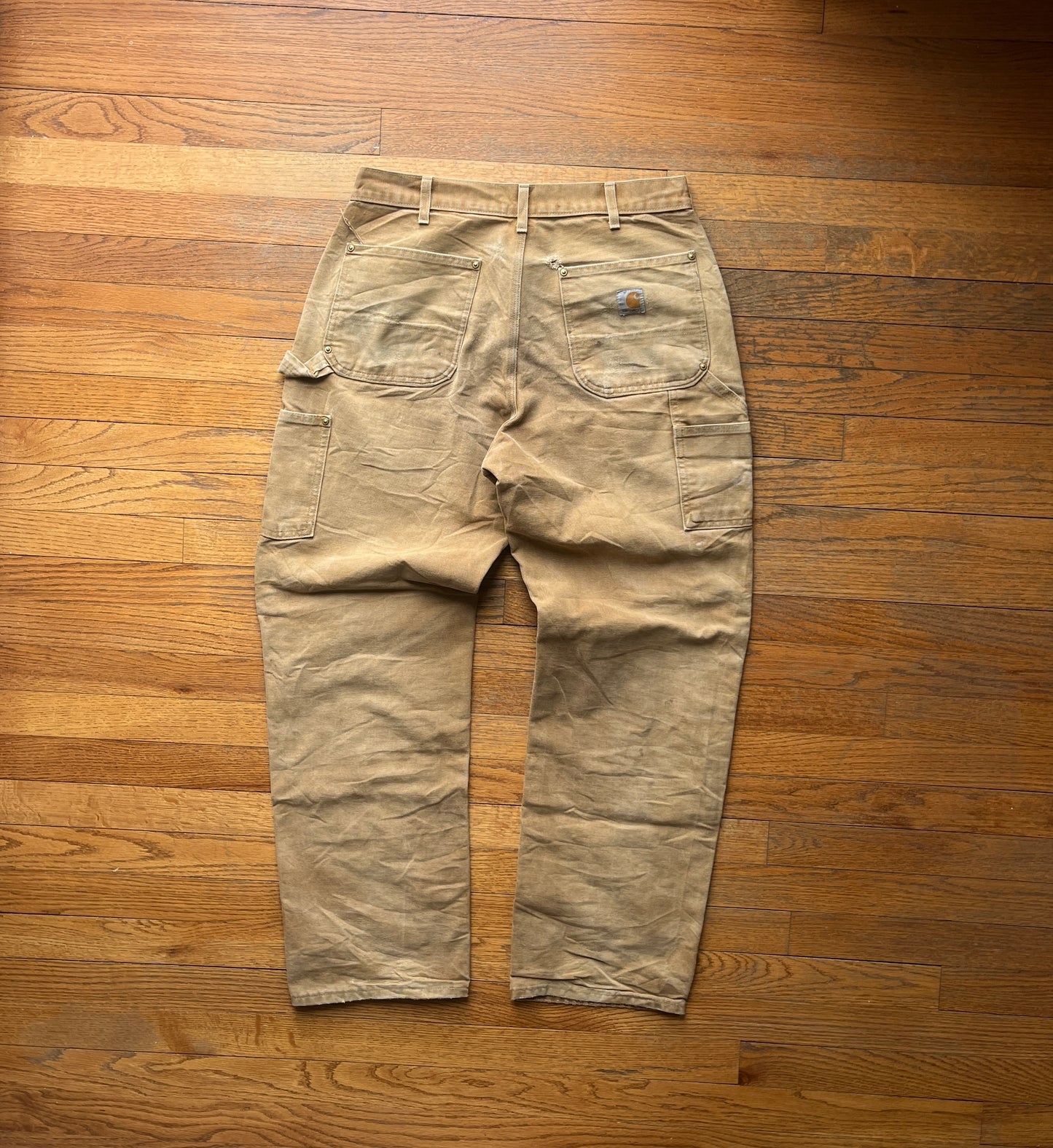 Faded Brown Carhartt Double Knee Pants - 32 x 30.5