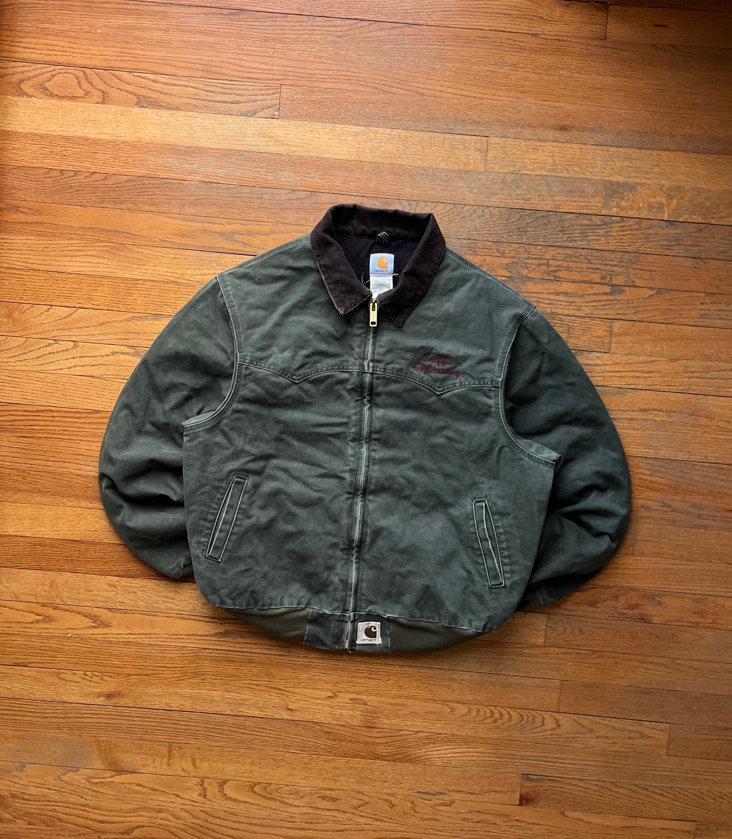 Faded Olive Green Carhartt Santa Fe Jacket - Boxy Large