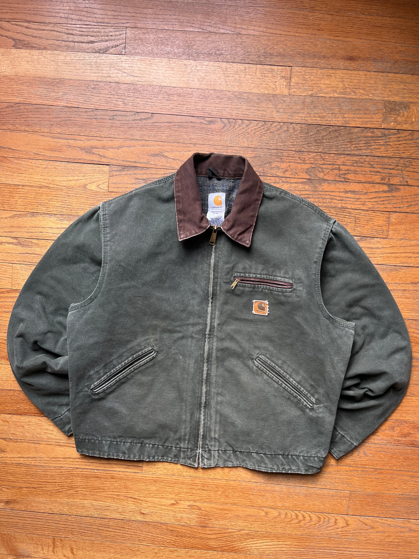 Faded Olive Green Carhartt Detroit Jacket - Boxy Medium