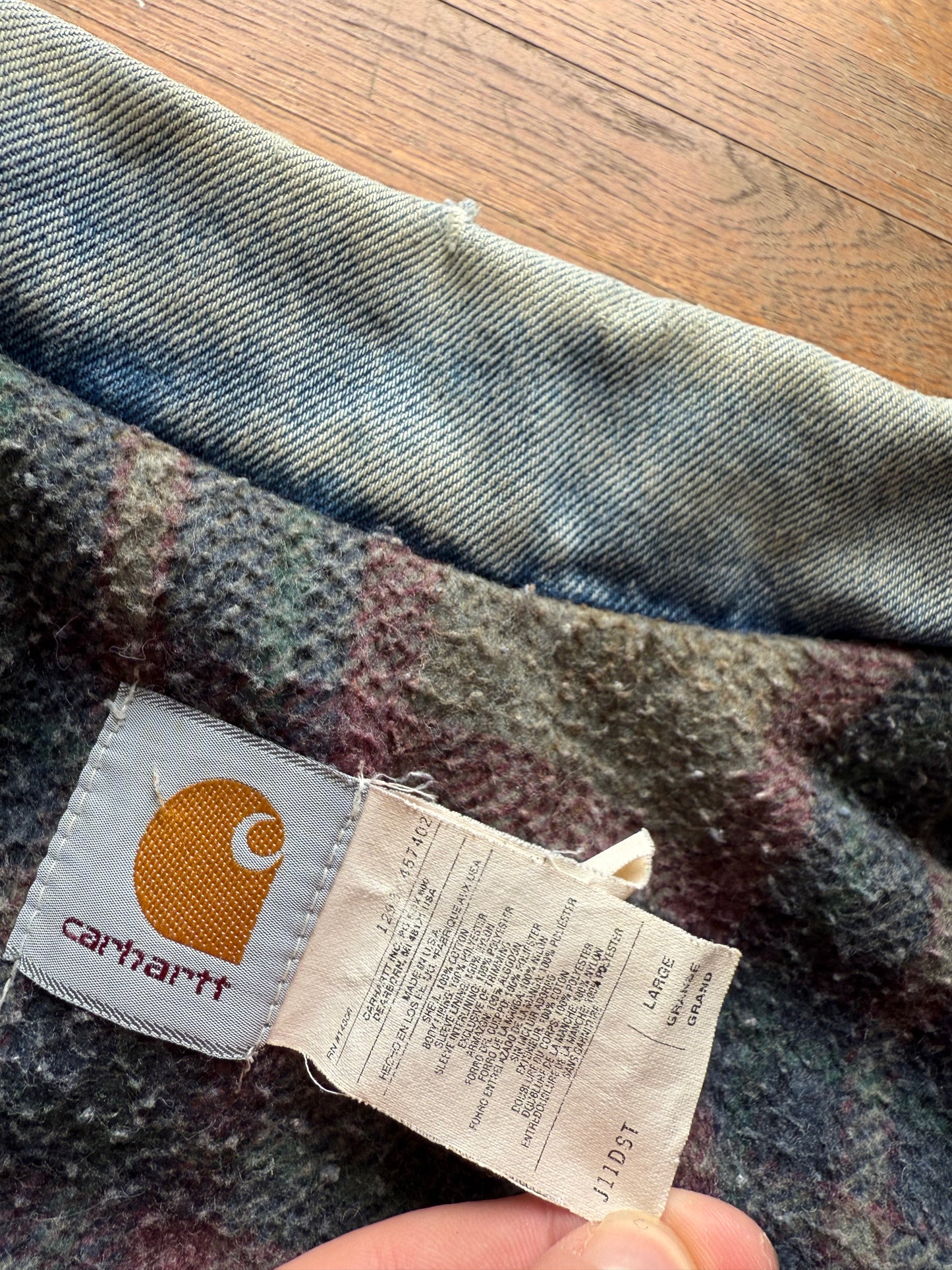 Faded Denim Carhartt Trucker Jacket Rare Liner - Large