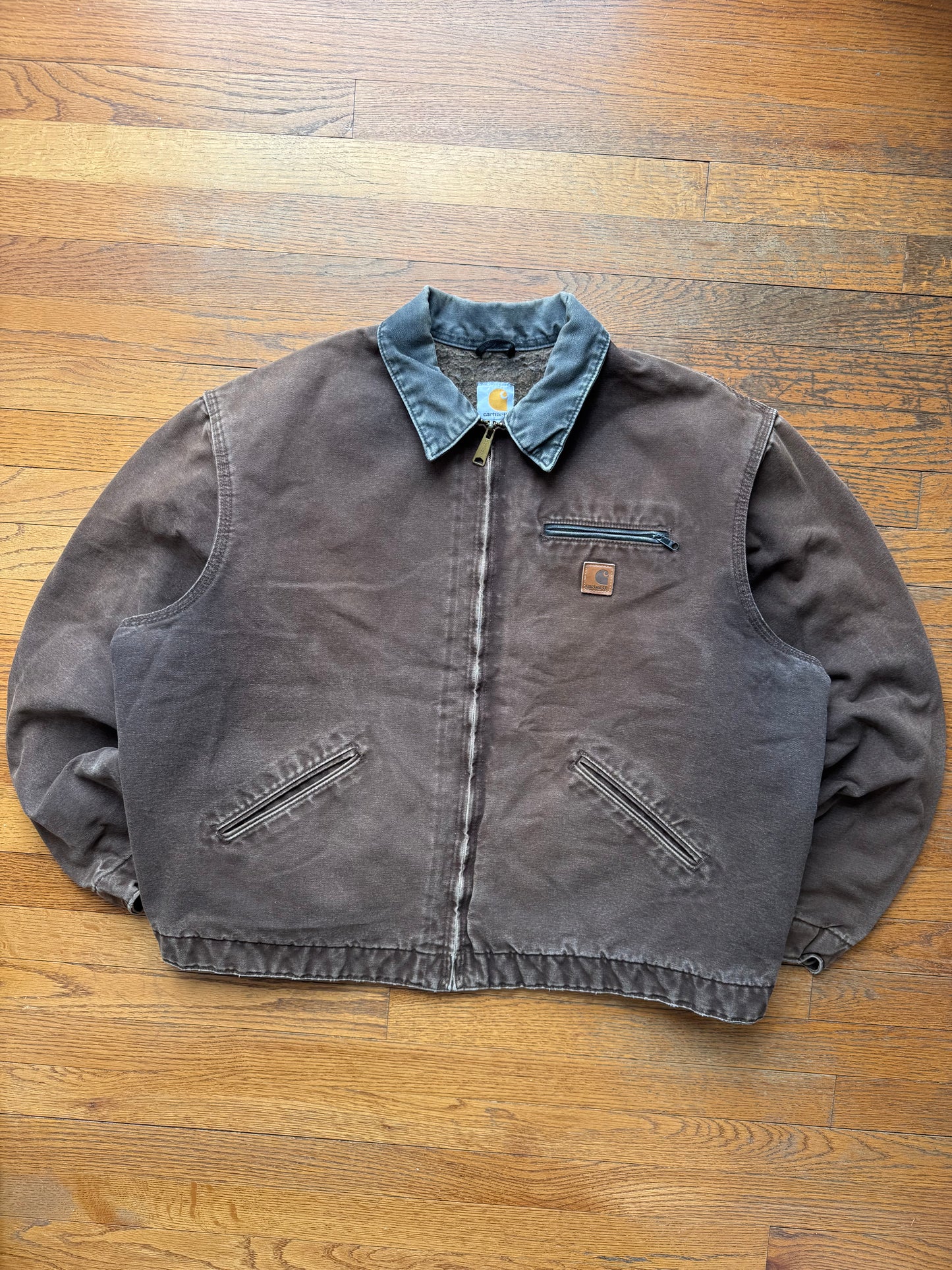 Faded Dark Brown Carhartt Detroit Jacket - XL