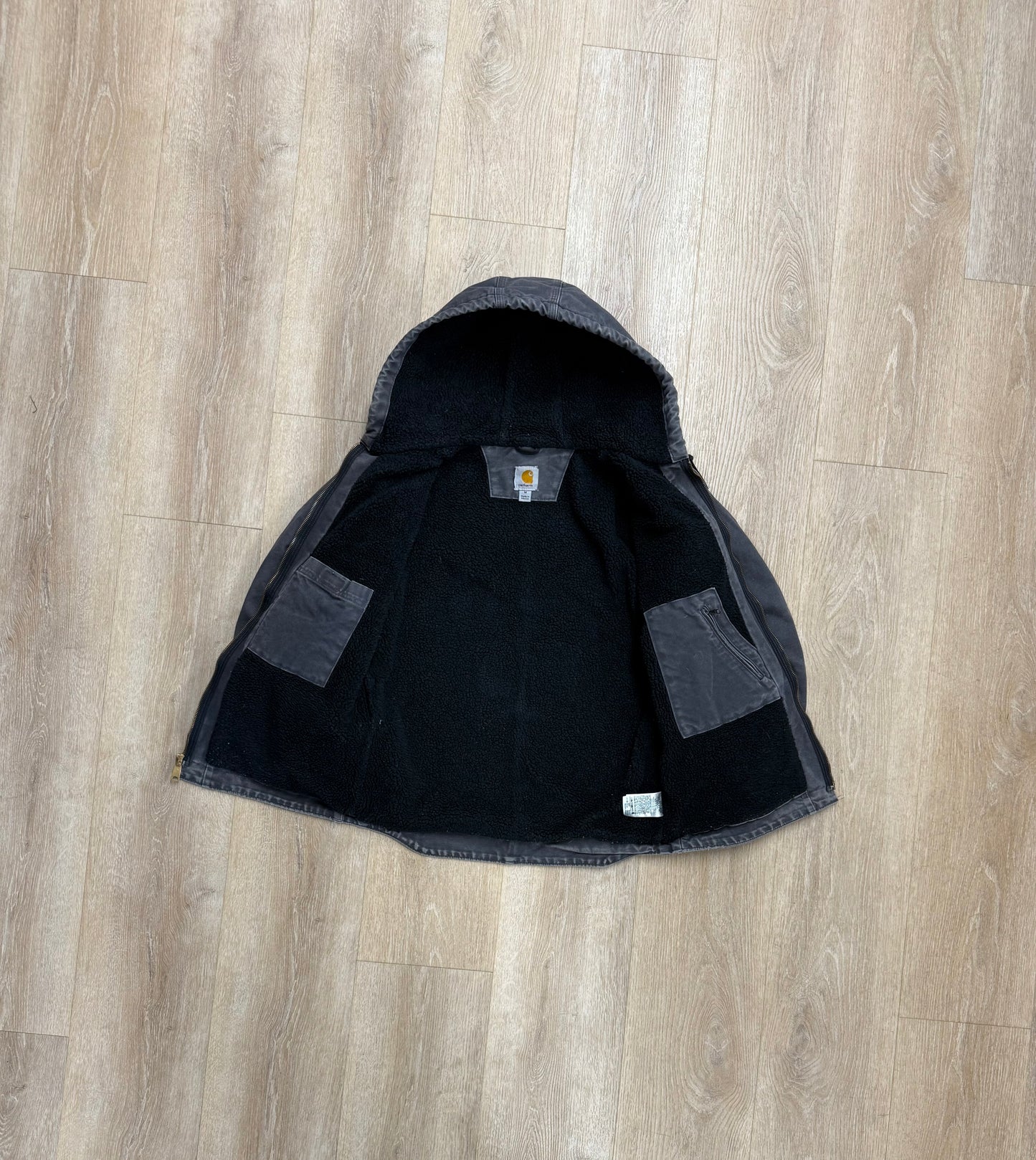 Faded Grey Sherpa Lined Carhartt Jacket - Medium