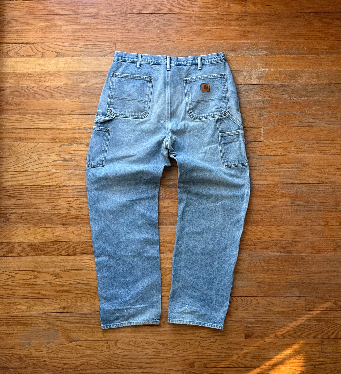 Faded Denim Carhartt Double Knee Pants - 35 x 32