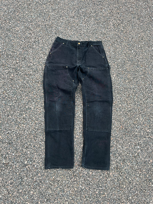 Faded Black Carharrt Double Knee Pants - 36 x 33.5