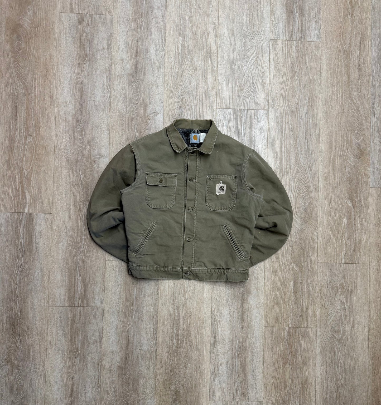 Faded Brown Southwest Aztec Lined Detroit Style Chore Jacket - Medium