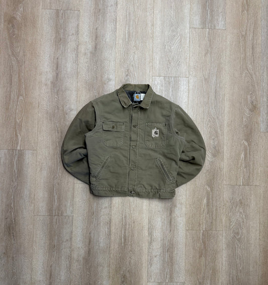 Faded Brown Southwest Aztec Lined Detroit Style Chore Jacket - Medium
