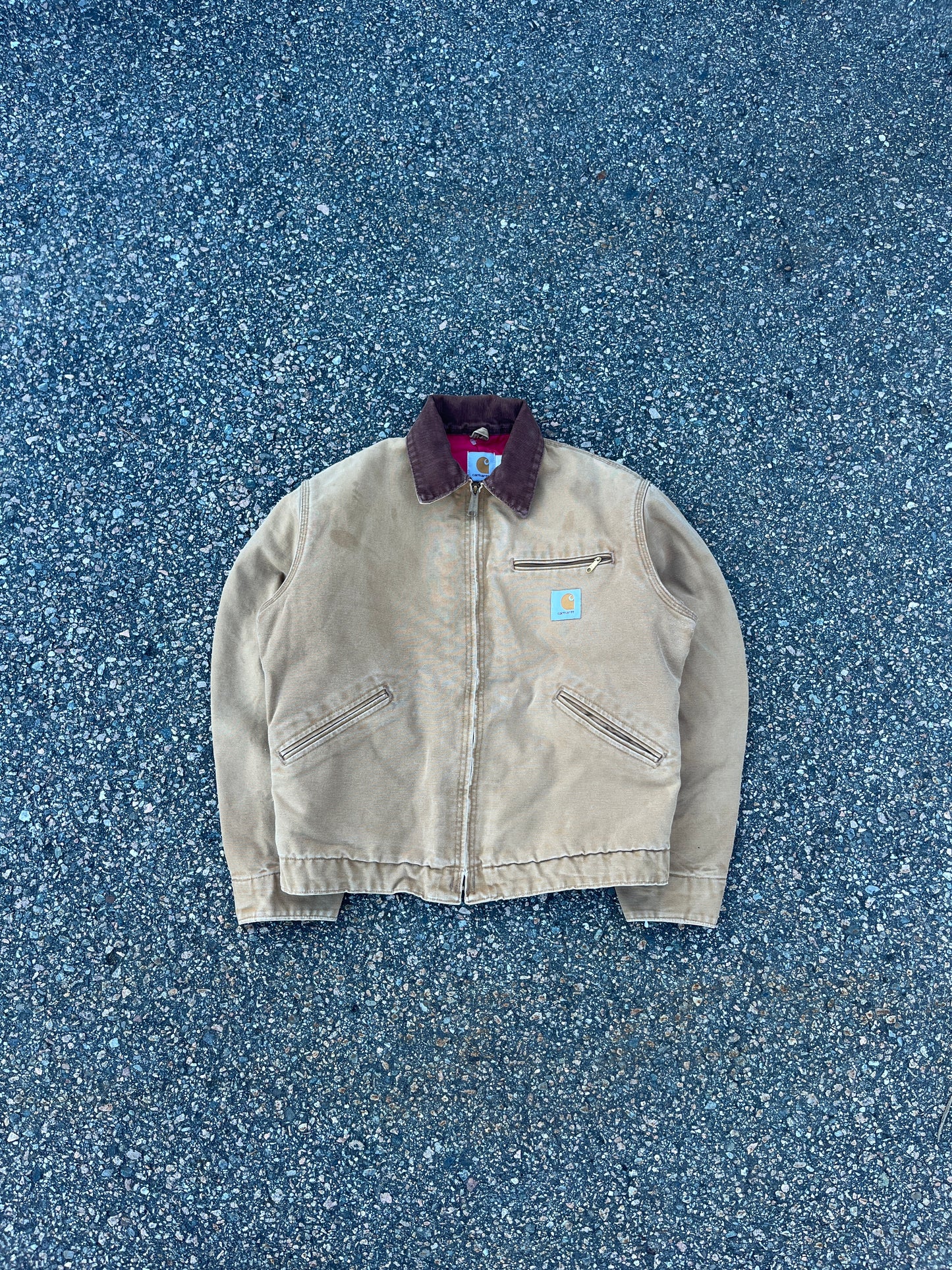 80 年代褪色棕红色绗缝 Carhartt 底特律夹克 - 中号