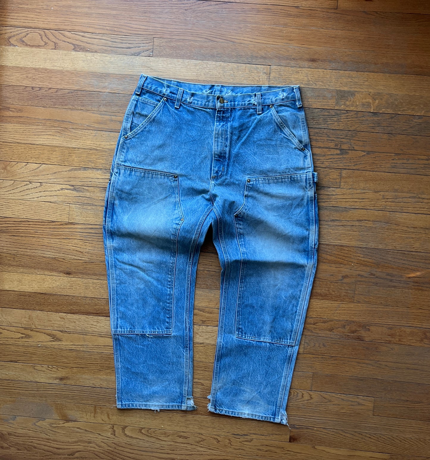 Faded Denim Carhartt Double Knee Pants - 38 x 29