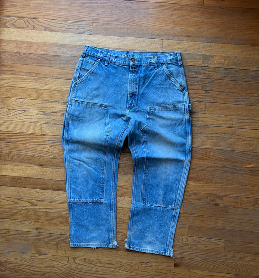 Faded Denim Carhartt Double Knee Pants - 38 x 29