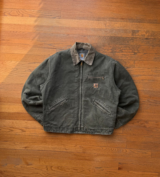 Faded Olive Green Carhartt Detroit Jacket - Large