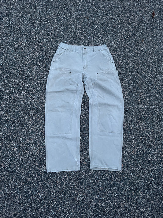 Faded Beige Carhartt Double Knee Pants - 33 x 31