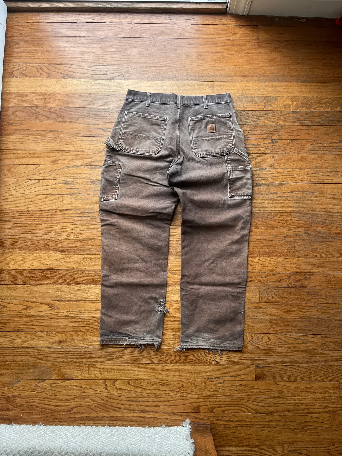 Faded Brown Carhartt Double Knee Pants - 32 x 29