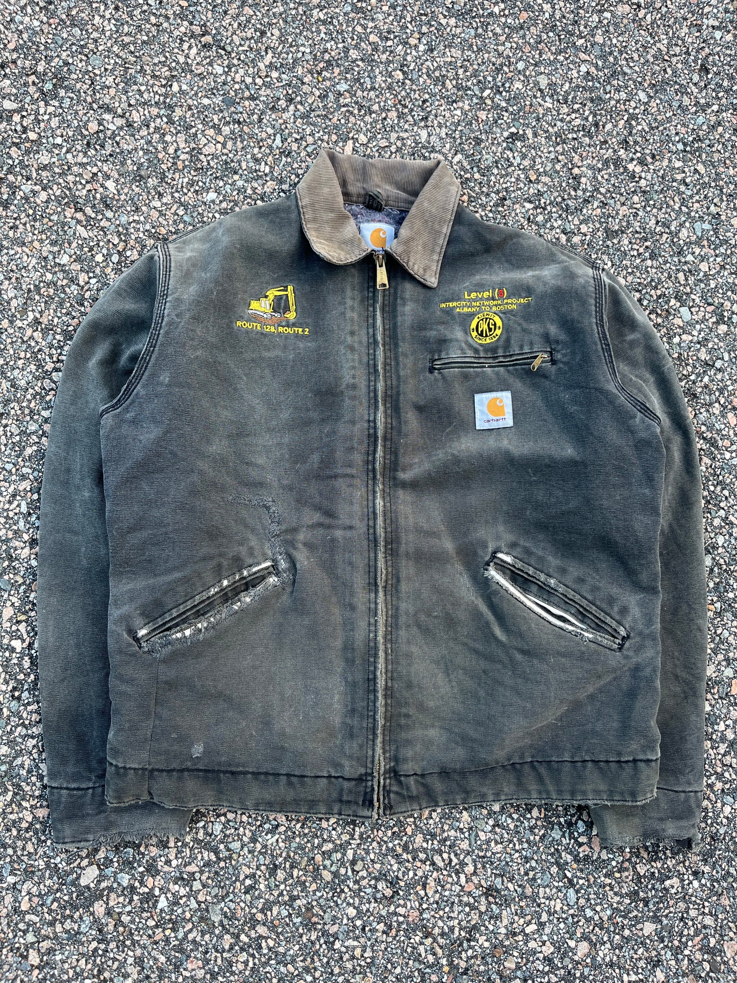 Faded n Distressed Black Carhartt Detroit Jacket - Large