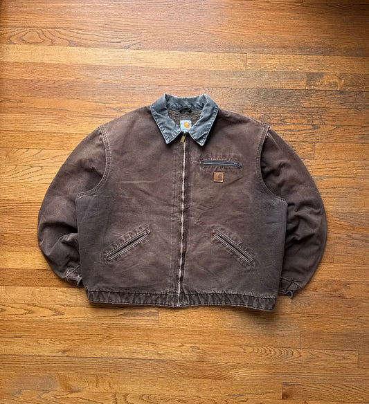 Faded Dark Brown Carhartt Detroit Jacket - XL