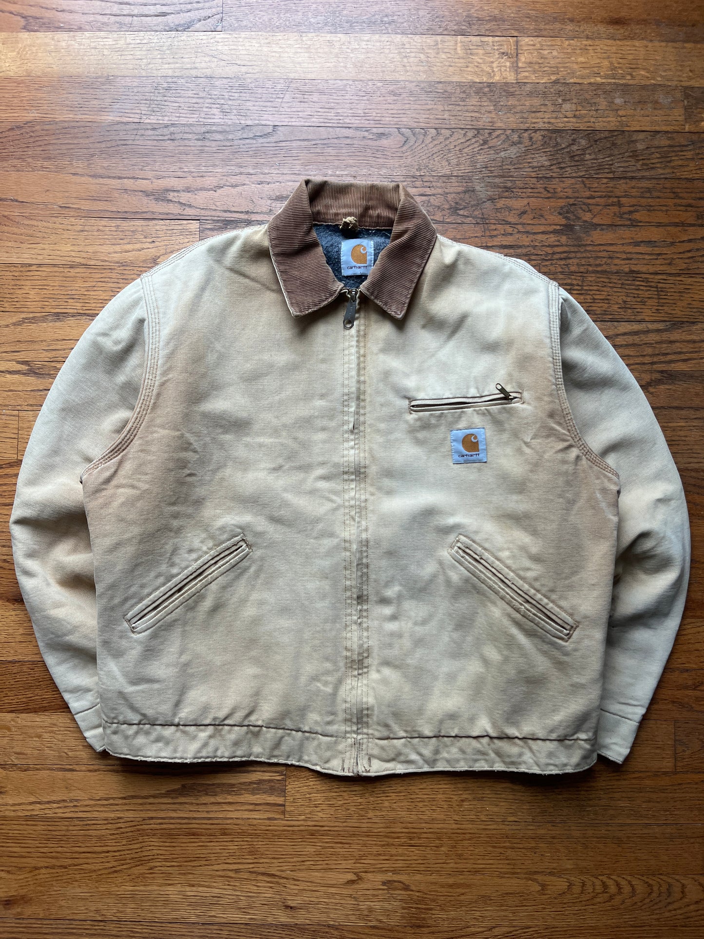 褪色棕褐色 Carhartt 底特律夹克 - 宽松中号