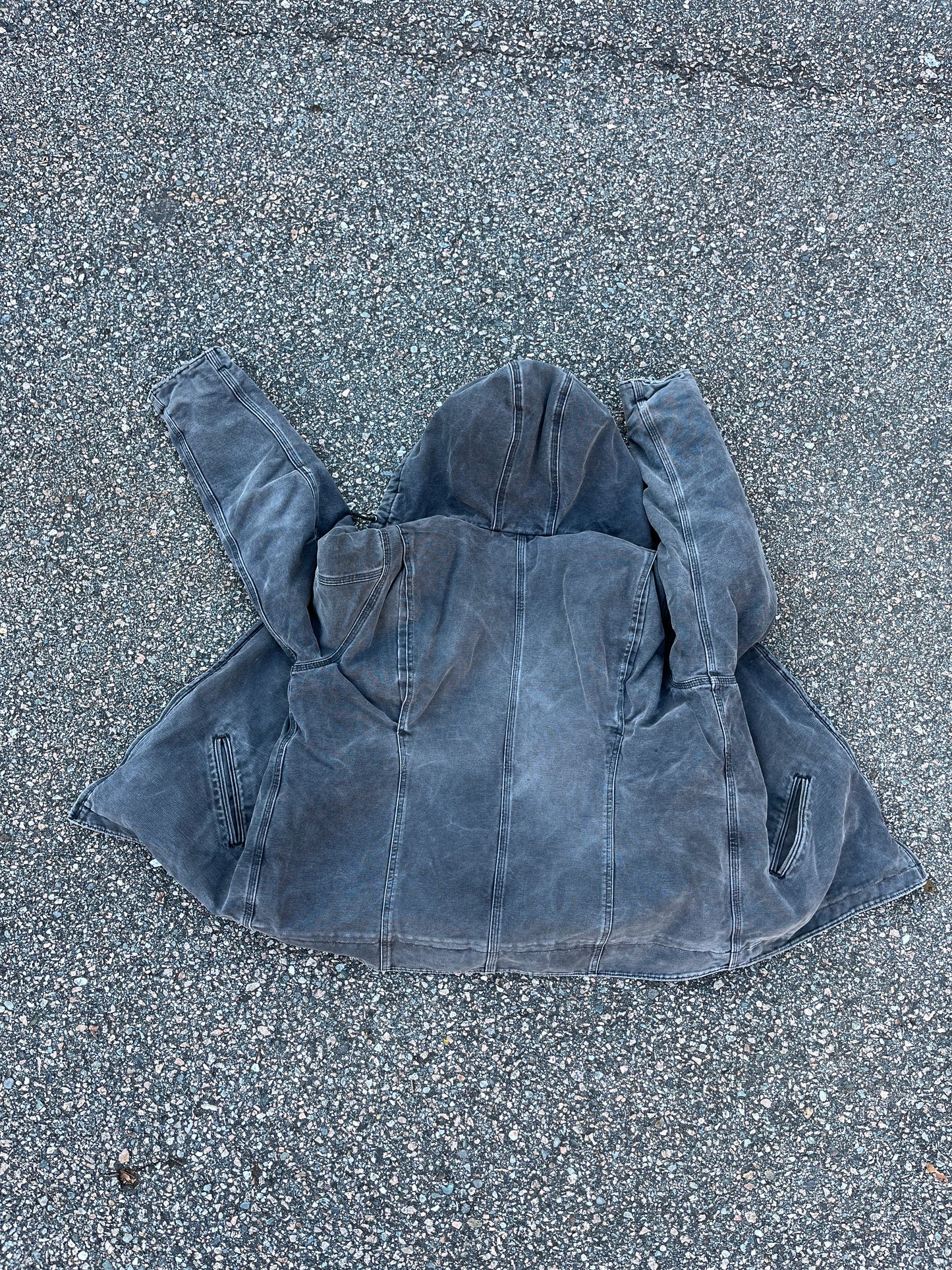 Faded Black Carhartt Sherpa Lined Jacket - Large