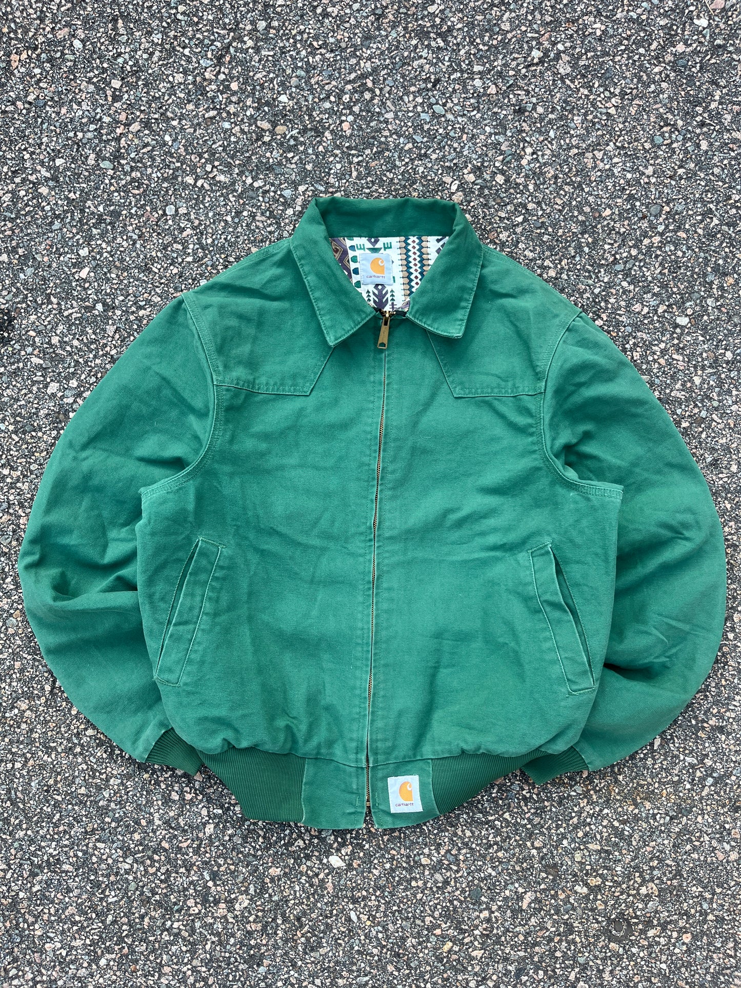 褪色仙人掌绿色西南阿兹特克内衬 Carhartt Santa Fe 夹克 - 中号