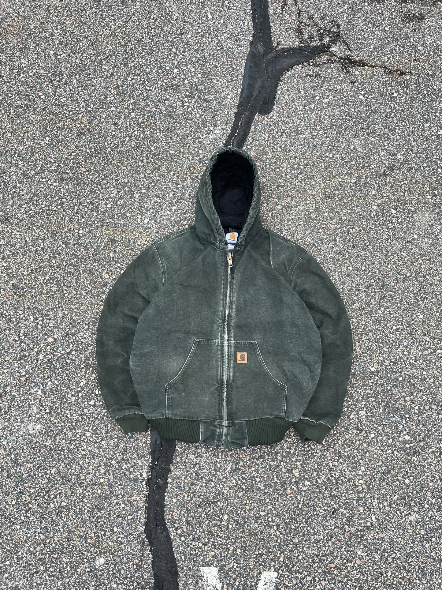 褪色橄榄绿色 Carhartt 运动夹克 - 中号