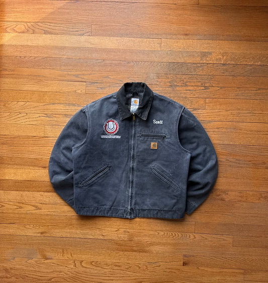 Faded Petrol Blue Carhartt Detroit Jacket - Boxy Medium