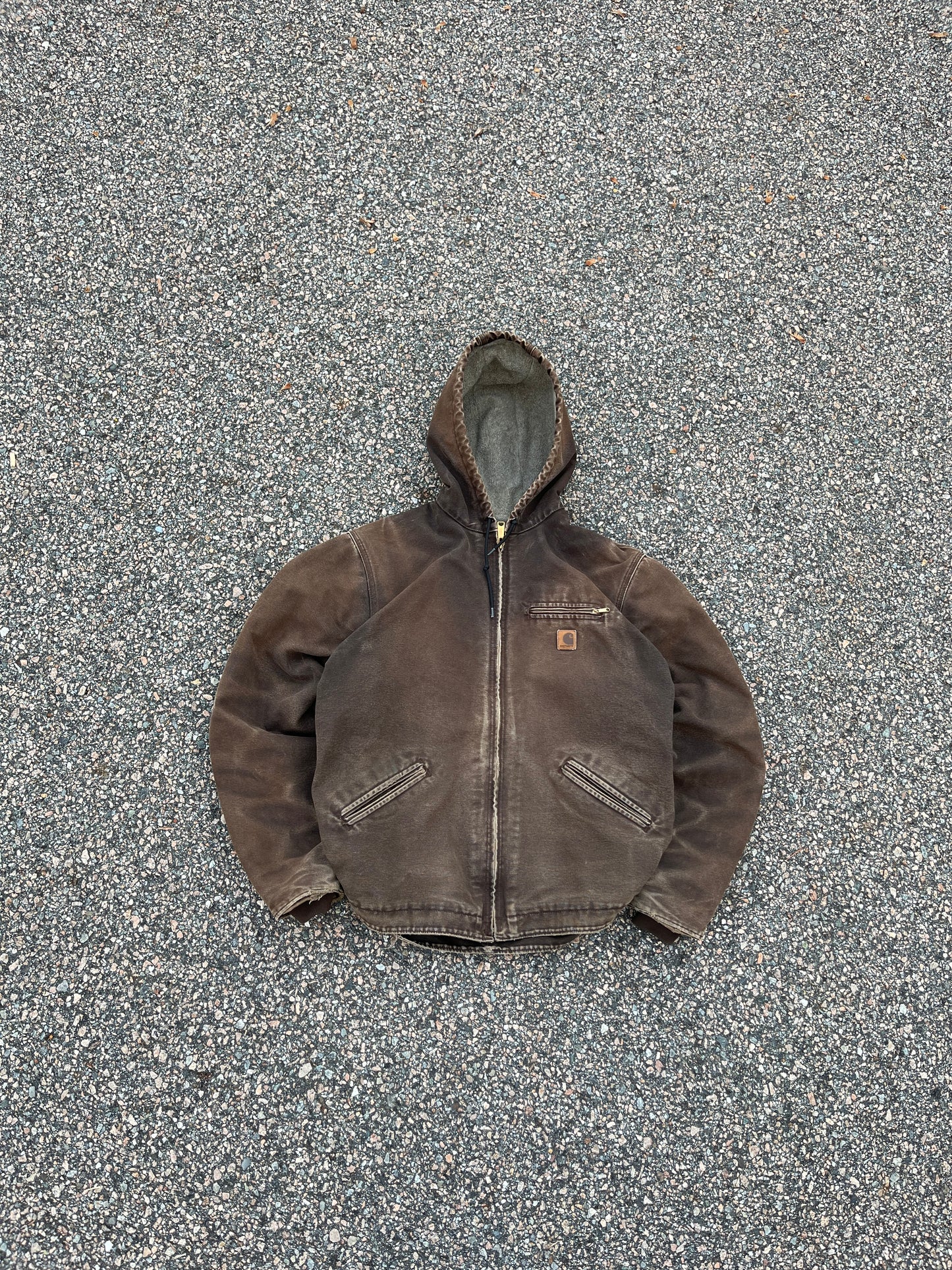 Faded Brown Carhartt Sherpa Lined Jacket - Large