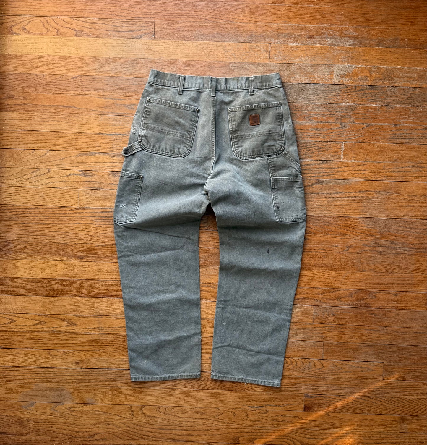 Faded Olive Green Carhartt Double Knee Pants - 31 x 28