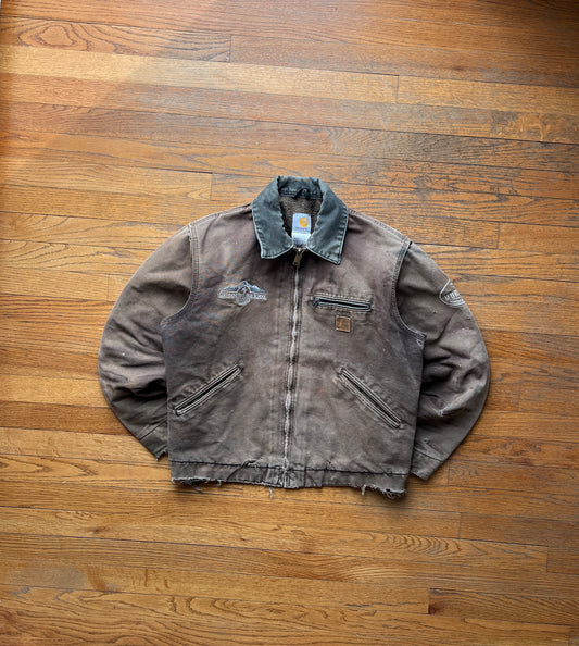 Faded Dark Brown Carhartt Detroit Jacket - Medium