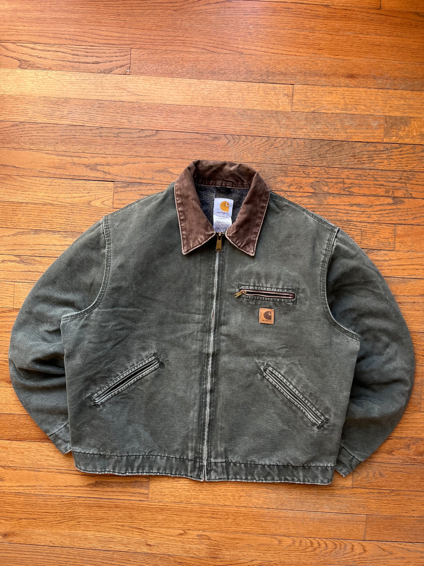 Faded Olive Green Carhartt Detroit Jacket - Boxy Medium