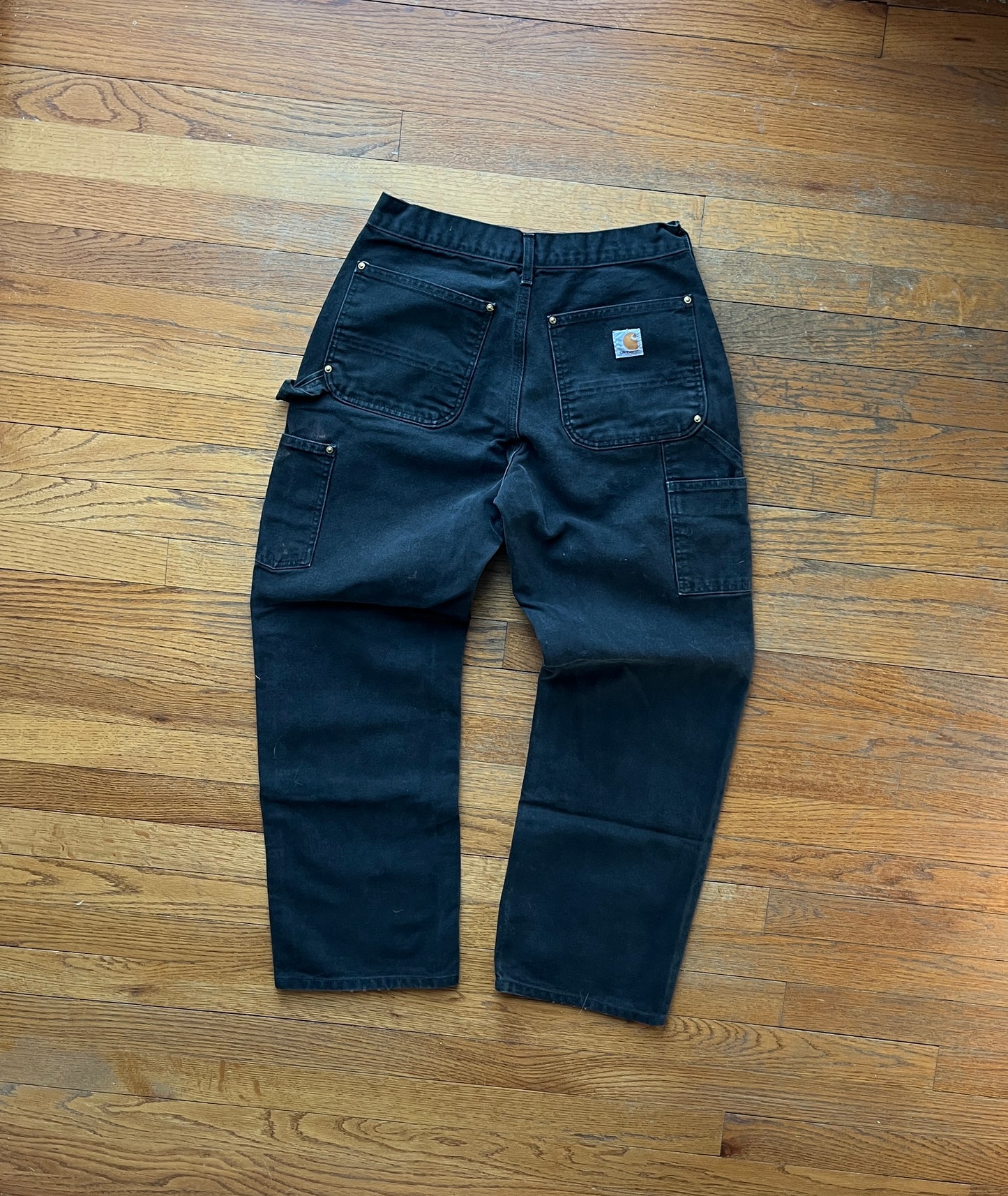 Faded Black Carhartt Double Knee Pants - 28 x 28