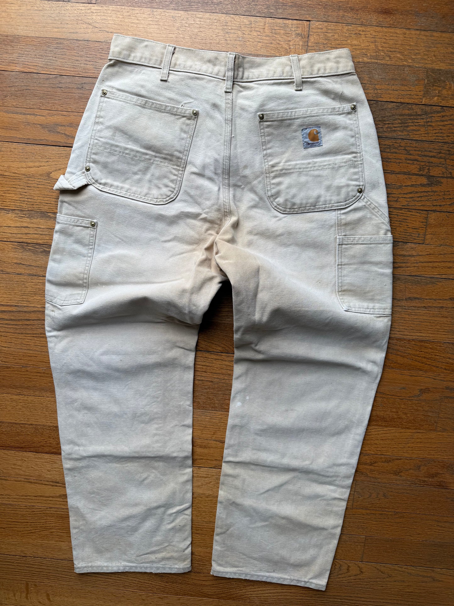 Faded Brown Carhartt Double Knee Pants - 32 x 28.5