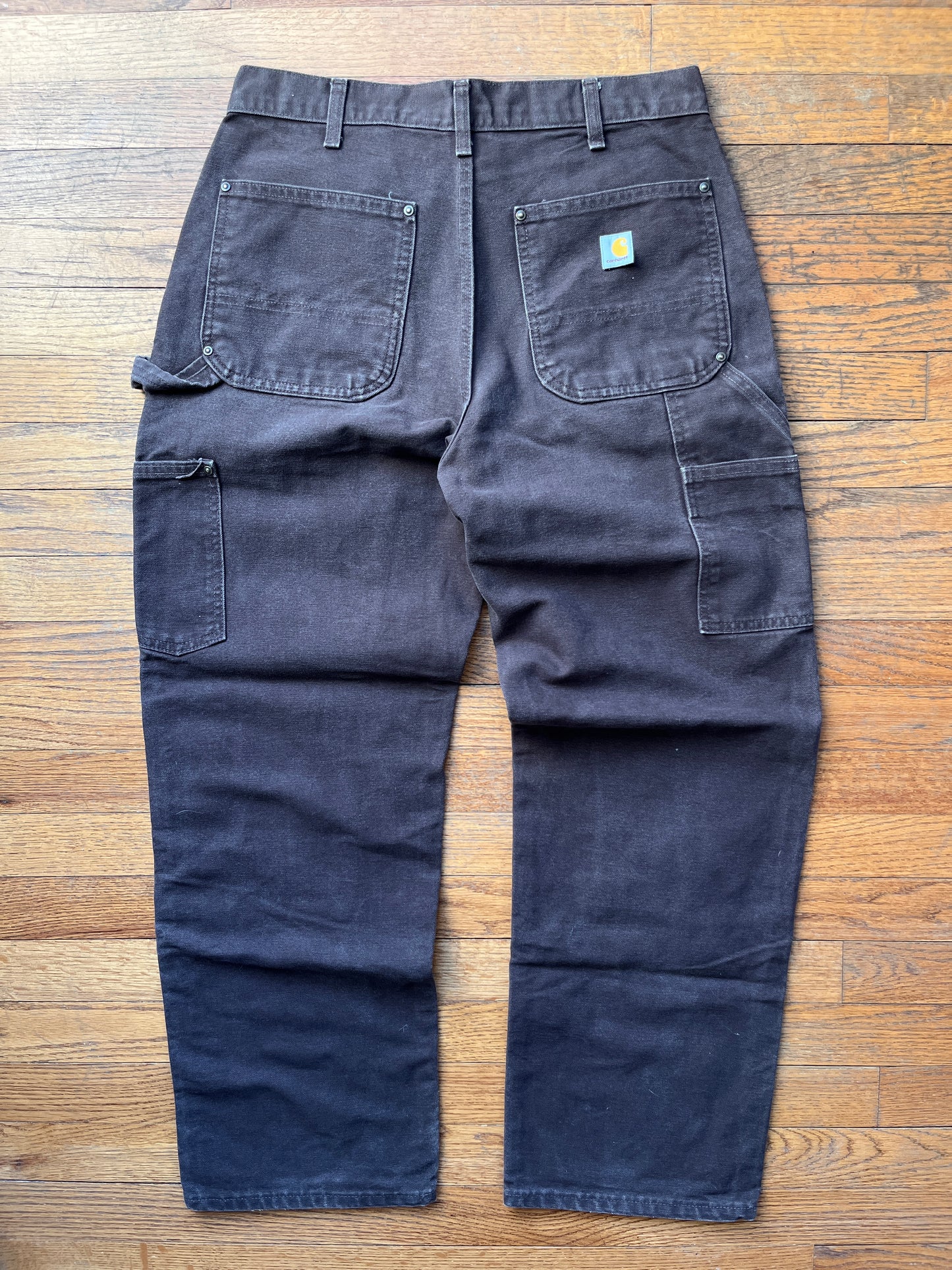 Faded Dark Brown Carhartt Double Knee Pants - 31 x 29