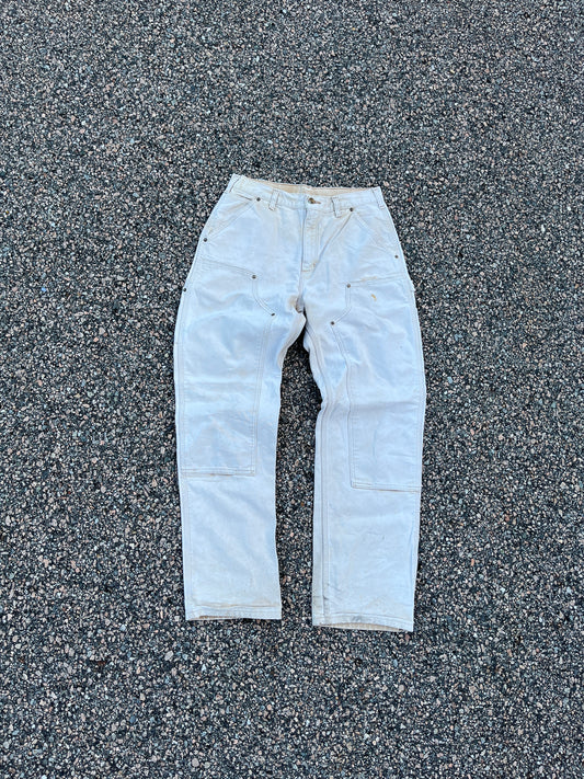 Faded Cream Carhartt Double Knee Pants - 30 x 31