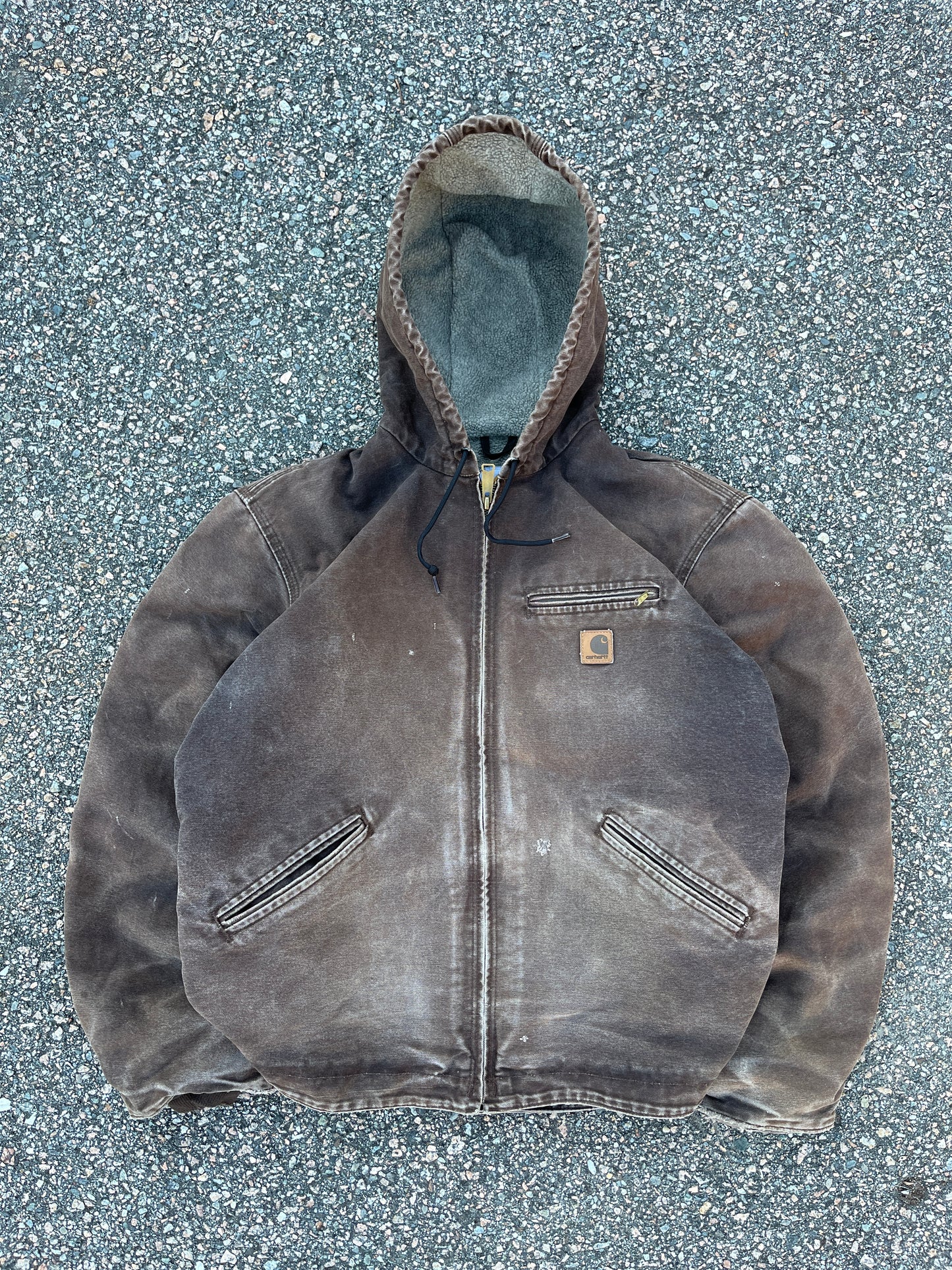 Faded Brown Carhartt Sherpa Lined Jacket - Large