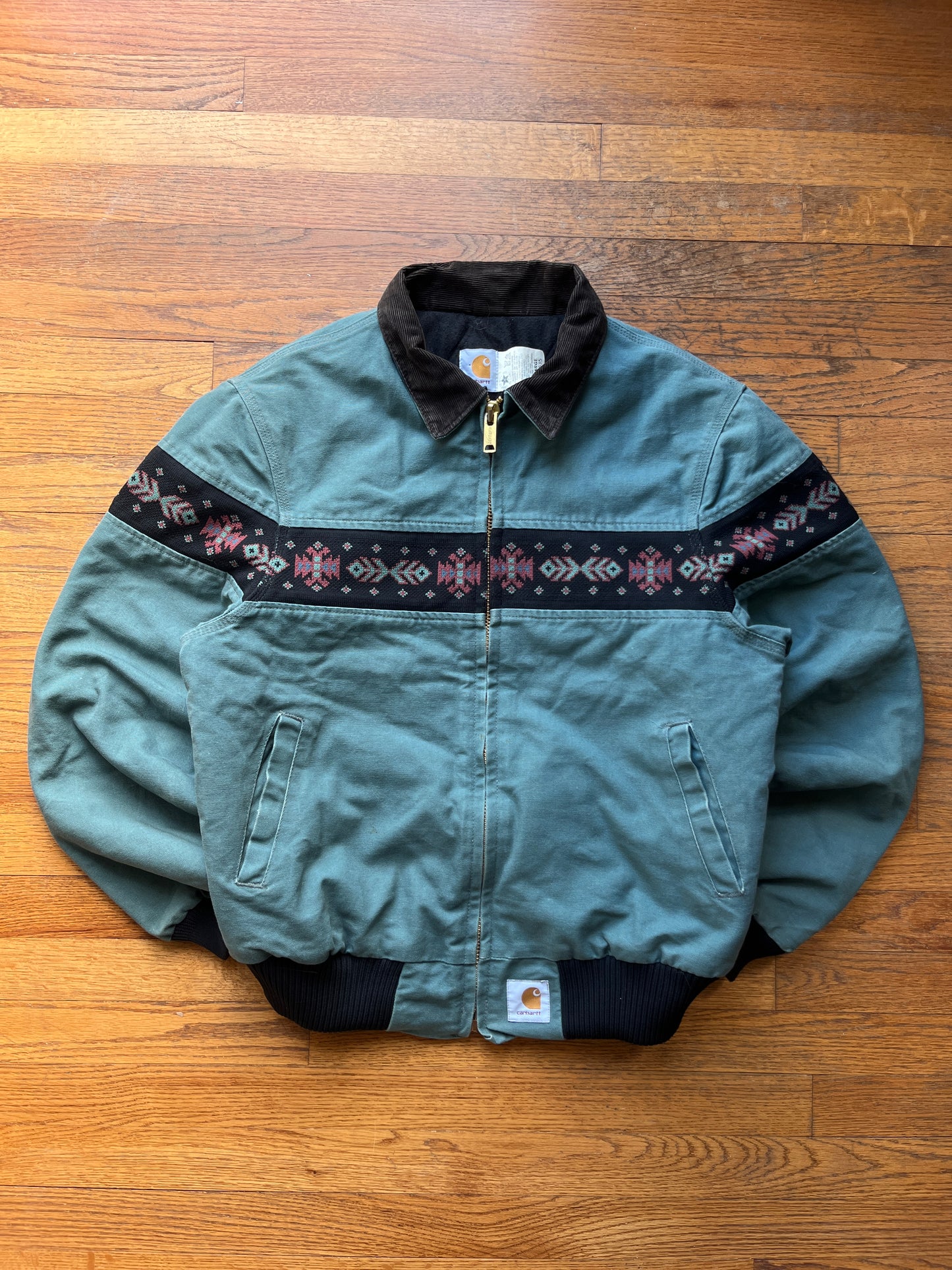 褪色水绿色 Southwest Aztec Carhartt Santa Fe 夹克 - 中号