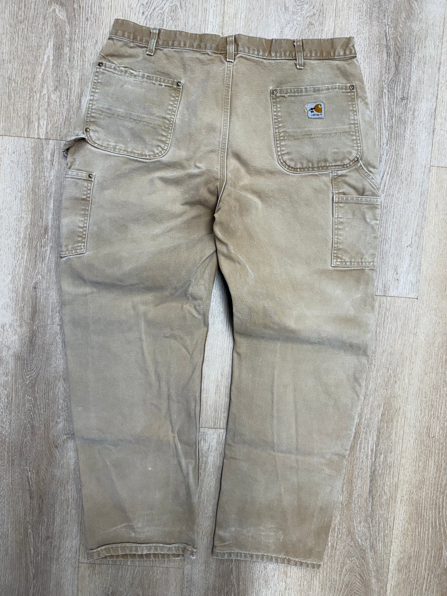 Faded Brown Carhartt Double Knee Pants - 37 x 31