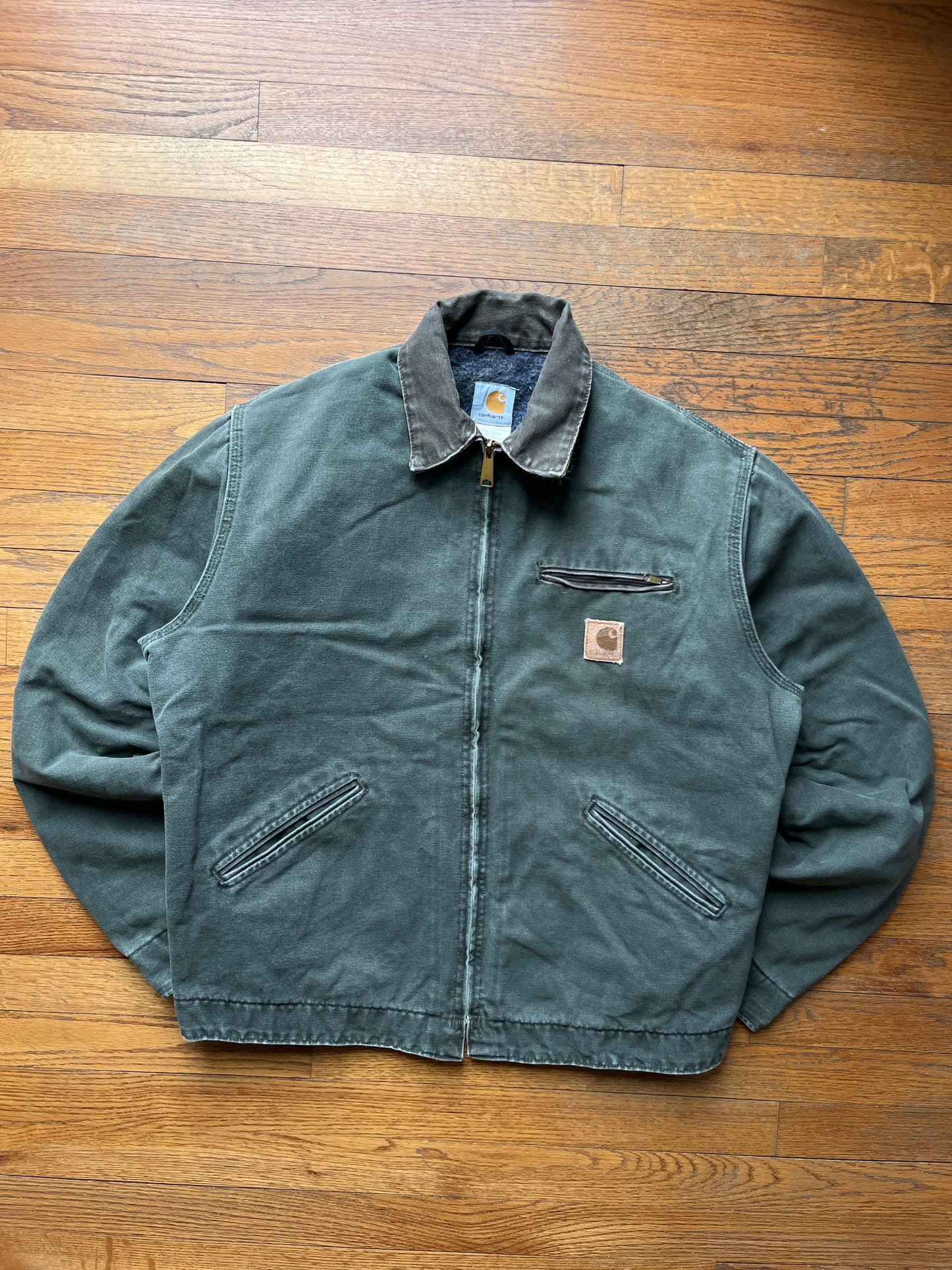 Faded Olive Green Carhartt Detroit Jacket - Large Tall