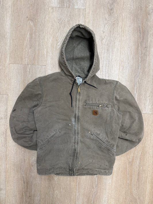 Faded Brown Sherpa Lined Carhartt Jacket - Small